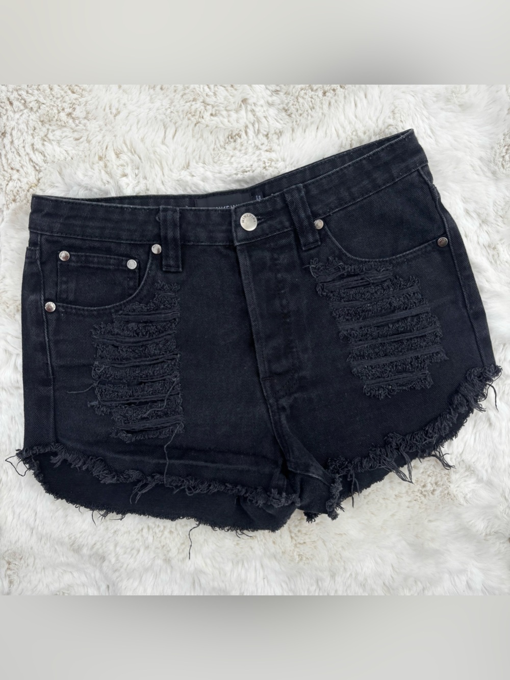 MINKPINK Black Distressed Denim Slasher Shorts